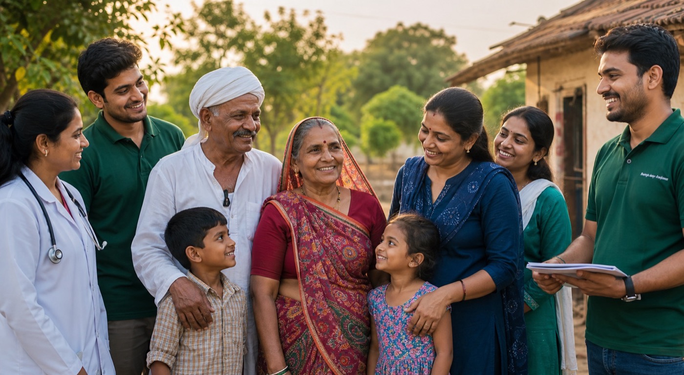 A rural Gujarati family standing together